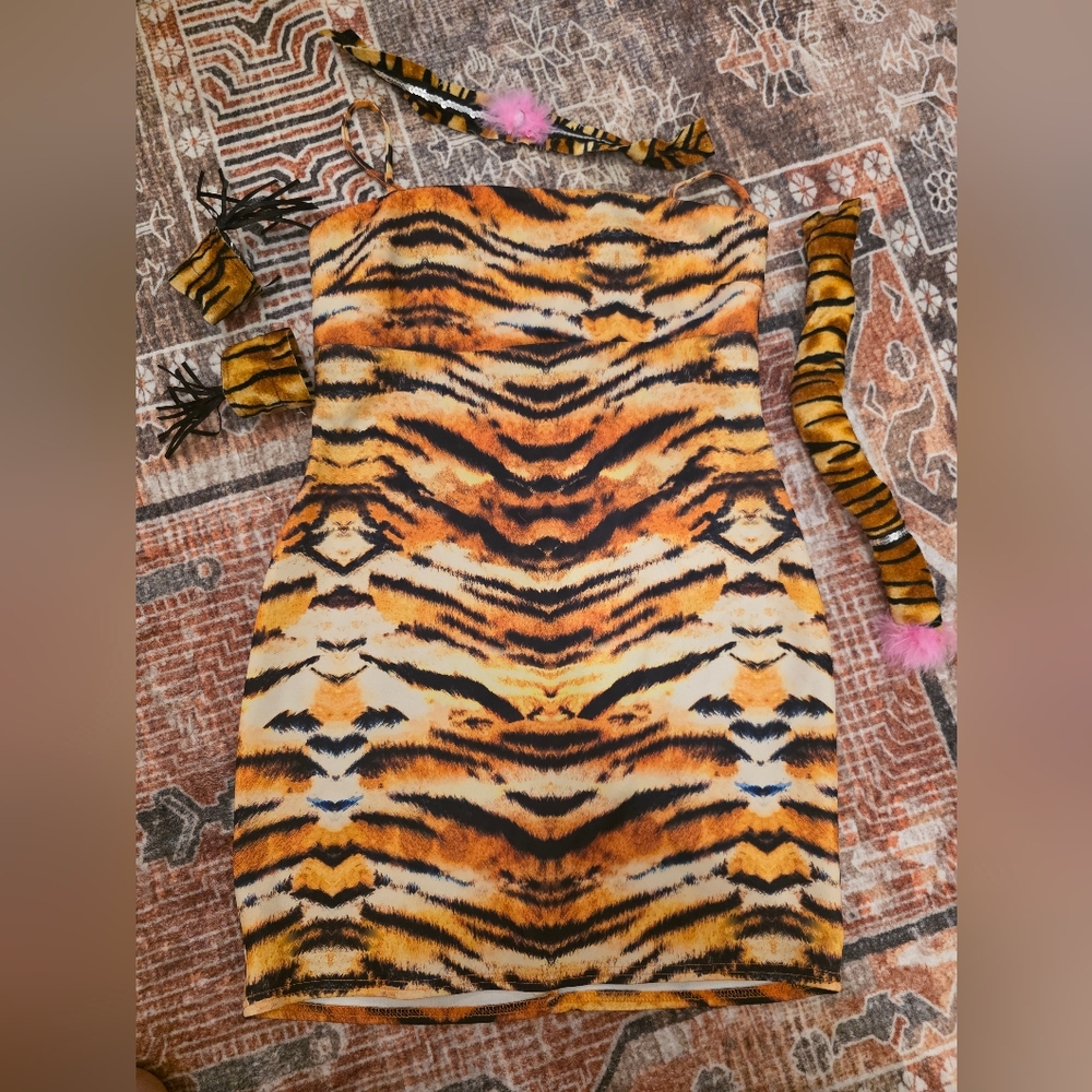 ASOS Orange and Black Tiger Print Dress